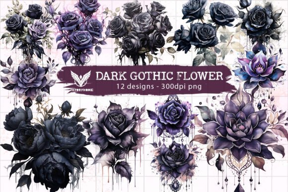 Download Dark Gothic Flower Sublimation Clipart - Flower sublimation Collection