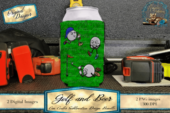 Download Golf &amp; Beer Can Cooler Sublimation Desig - Premium Resources