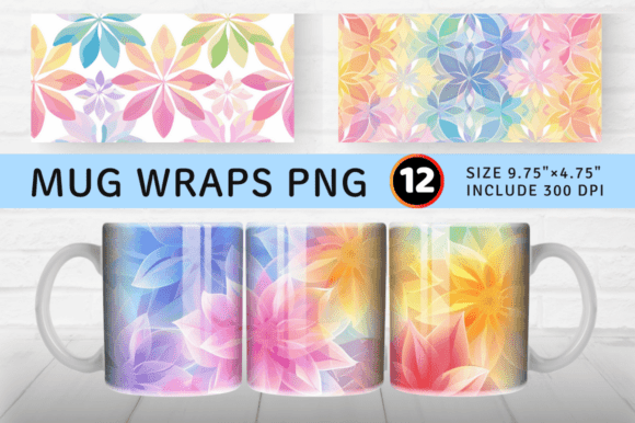 Download Rainbow Pastel Flower Mug Wrap Sublimati - Mug wrap Collection