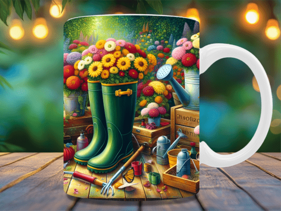 Download Floral Rain Boots Garden Mug Wrap - Mug wrap Collection