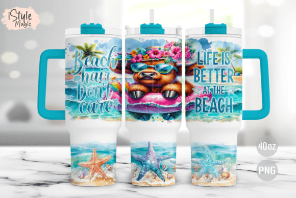 Download Summer Beach Vibes Cow 40oz Tumbler Wrap - Premium Resources