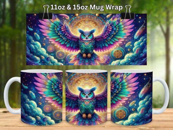 Download Moonlit Owl 11oz &amp; 15oz Mug Wrap Png - Mug wrap Collection
