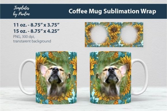 Download Sunflower Round Photo Mug Wrap Template - Mug wrap Collection