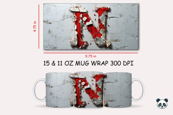 Download Red Plaid 3D Letter N Mug Wrap - Mug wrap Collection