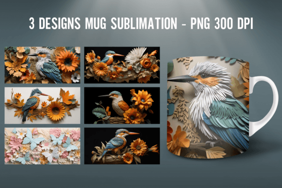 Download 3D Bird Mug Wrap Sublimation Designs - Mug wrap Collection