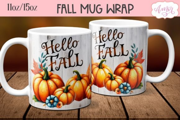Download Hello Fall Mug Wrap PNG for Sublimation - Mug wrap Collection
