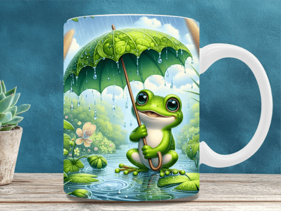 Download Cute Frog Umbrella Rain Coffee Mug Wrap - Mug wrap Collection