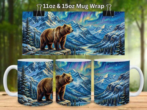 Download Bear 11oz &amp; 15oz Mug Wrap Png V.19 - Mug wrap Collection