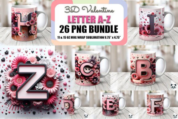 Download Valentine Alphabet 3D Mug Wrap Bundle - Mug wrap Collection