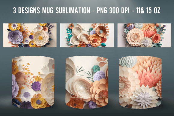 Download Flowers 3D Mug Sublimation PNG Mug Wrap - Mug wrap Collection