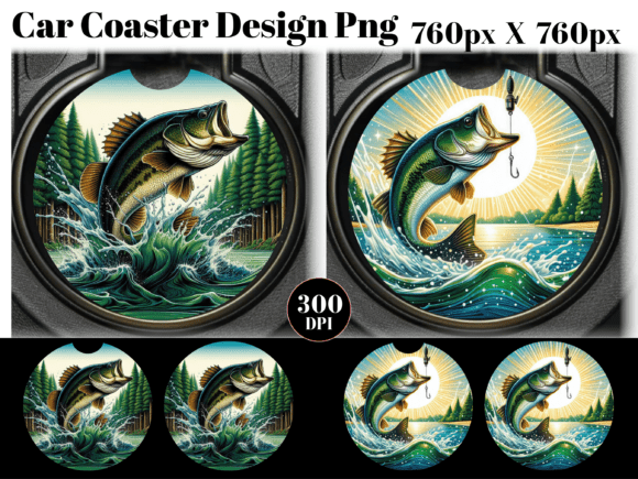 Download Bass Fishing Car Coaster PNG Sublimation - Png sublimation Collection