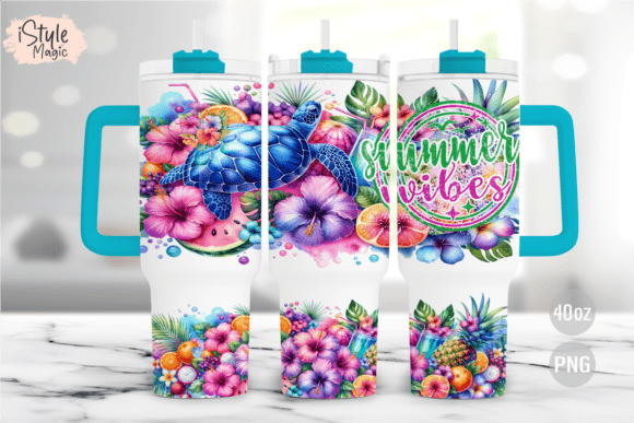 Download Summer Vibes 40oz Tumbler Wrap PNG - Premium Resources