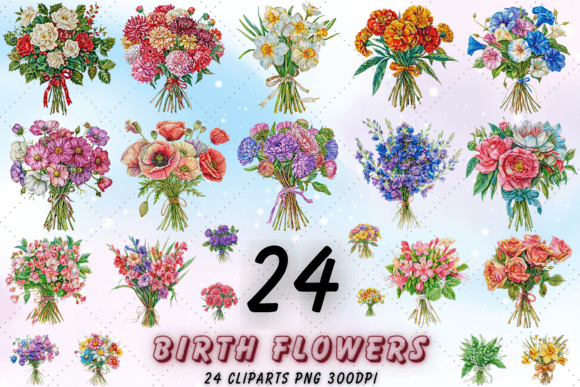 Download Birth Month Flower Sublimation Clipart - Flower sublimation Collection