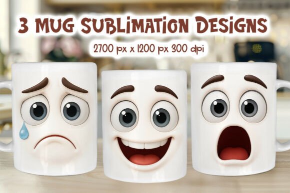 Download Funny Face Emotions Mug Wrap PNG - Mug wrap Collection