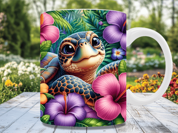 Download Vibrant Turtle &amp; Tropical Mug Wrap - Mug wrap Collection