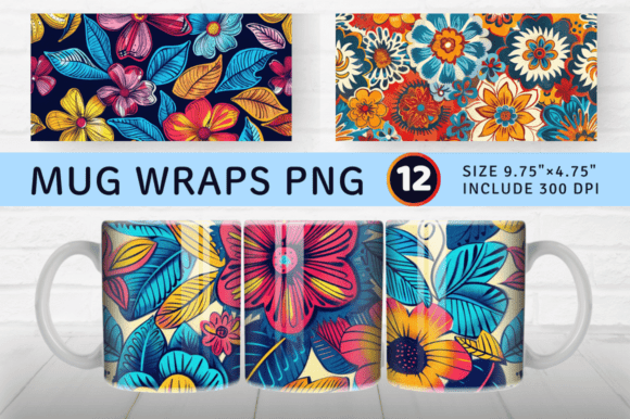 Download Flower Boho Mug Wrap Sublimation Design - Mug wrap Collection