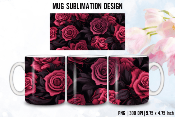 Download Gothic Pink Rose Mug Wrap Sublimation - Mug wrap Collection