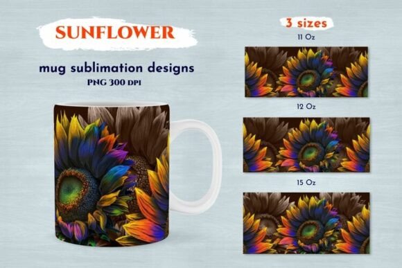 Download Sunflower Mug Wrap. Mug Sublimation PNG - Mug wrap Collection