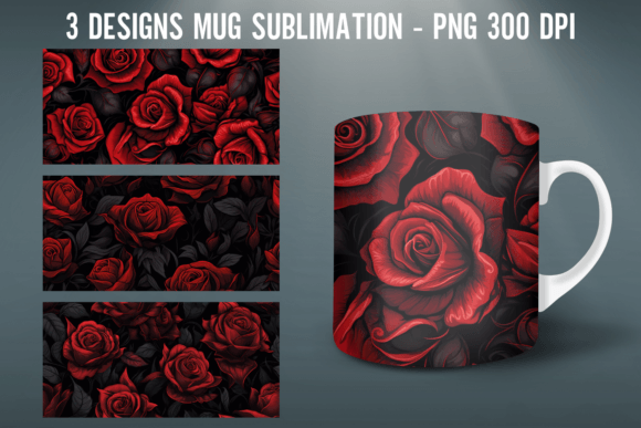 Download Gothic Rose Mug Wrap Sublimation Design - Mug wrap Collection
