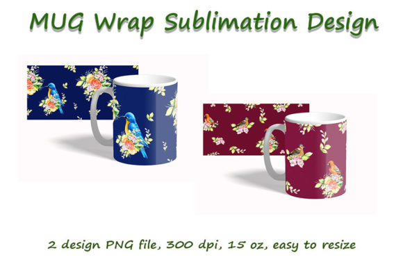 Download Flower Bird Drawing Mug Wrap Sublimation - Mug wrap Collection