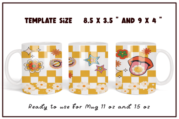Download Retro Groovy Sublimation Coffee Mug Wrap - Mug wrap Collection