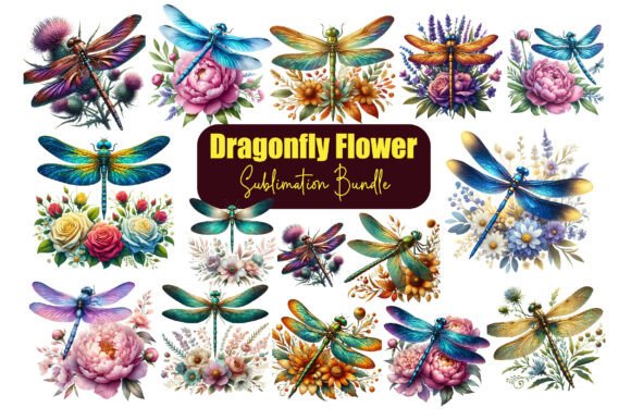 Download Dragonfly Flower Sublimation Bundle,PNGs - Flower sublimation Collection