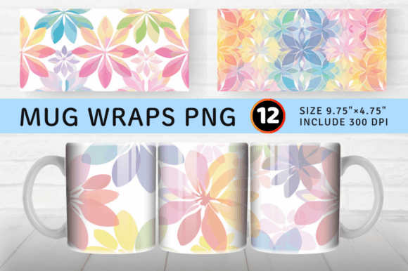 Download Rainbow Pastel Flower Mug Wrap Sublimati - Mug wrap Collection