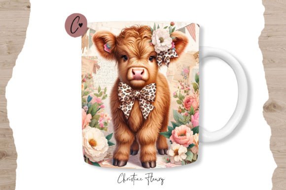 Download Vintage Highland Cow Mug Wrap - Mug wrap Collection