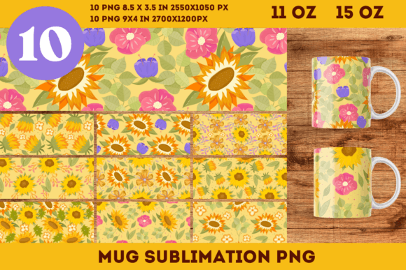 Download Sunflower Sublimation Mug PNG 11oz 15oz - Flower sublimation Collection