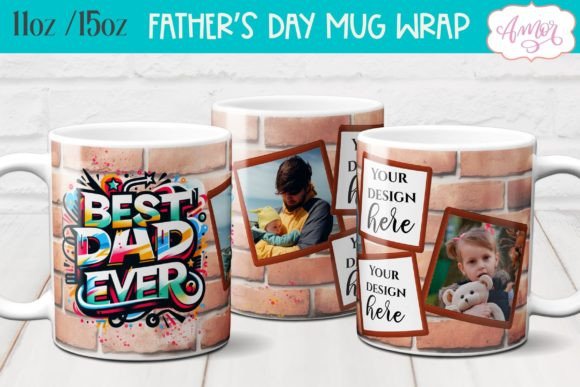 Download Best Dad Ever Photo Mug Wrap PNG - Mug wrap Collection