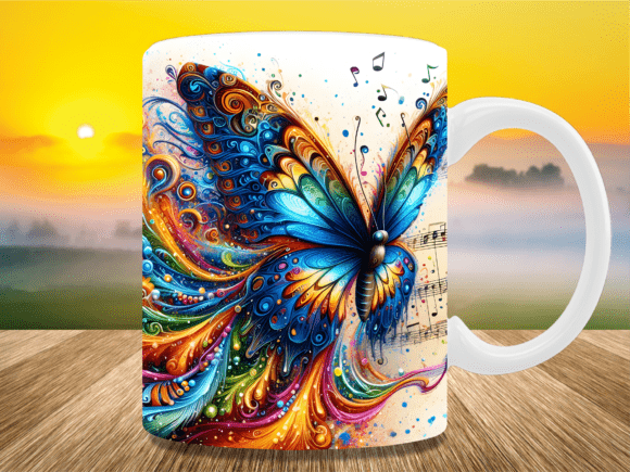 Download Rainbow Splash Music Butterfly Mug Wrap - Mug wrap Collection