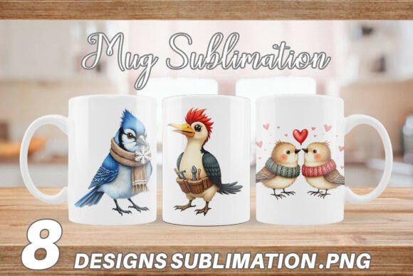 Download Whimsical Bird Watercolor Mug Wrap - Mug wrap Collection