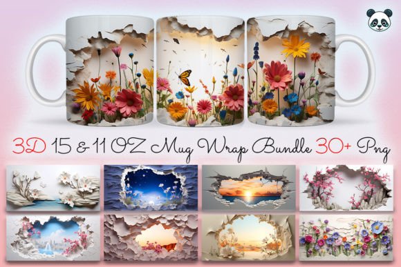 Download 3D Landscape Mug Wrap Sublimation Bundle - Mug wrap Collection