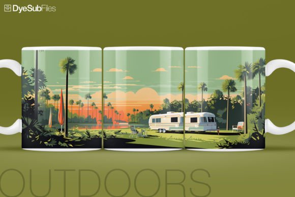 Download Vintage RV Camping Sublimation Mug Wrap - Mug wrap Collection