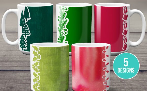 Download Christmas Borders Mug Wrap Template SVG - Mug wrap Collection