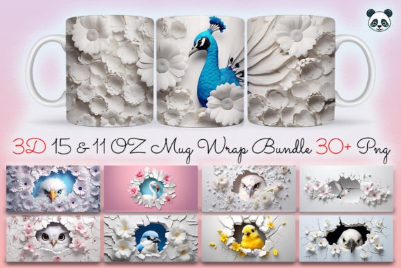 Download 3D Bird Mug Wrap Sublimation Bundle - Mug wrap Collection
