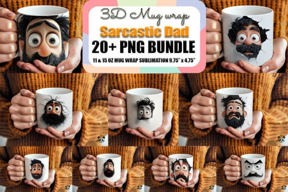 Download Dad Face 3D Fathers Day Mug Wrap Bundle - Mug wrap Collection